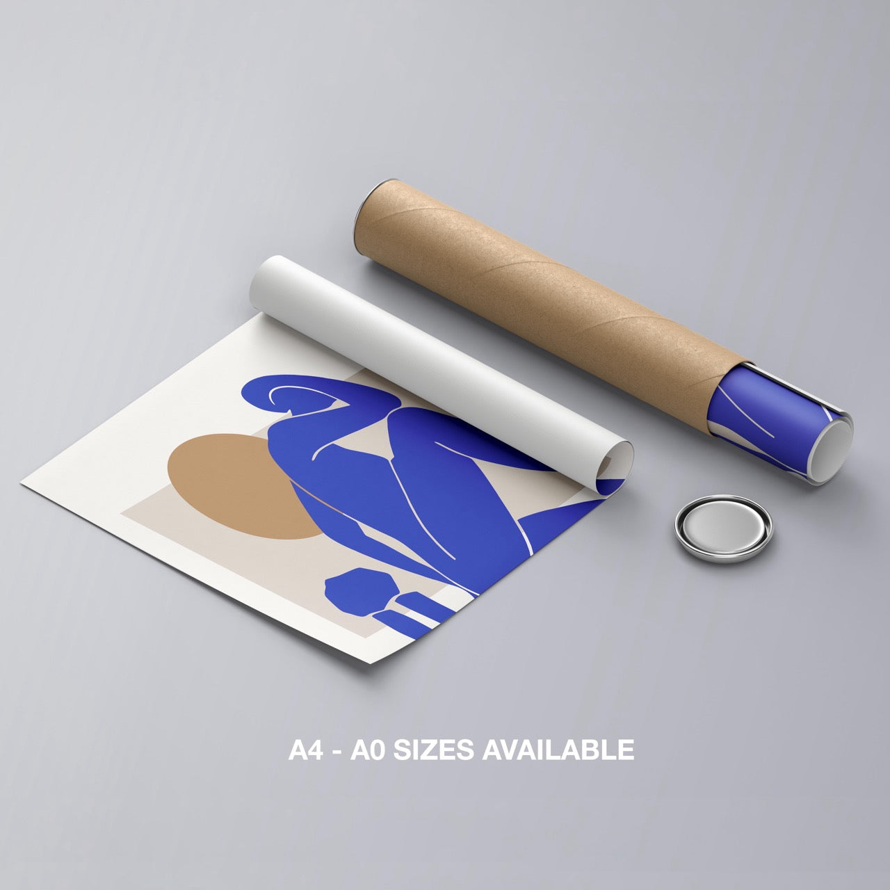 Minimalist Abstract Bold Blue Figure - Rolled Poster Wall Art Print | House Prints