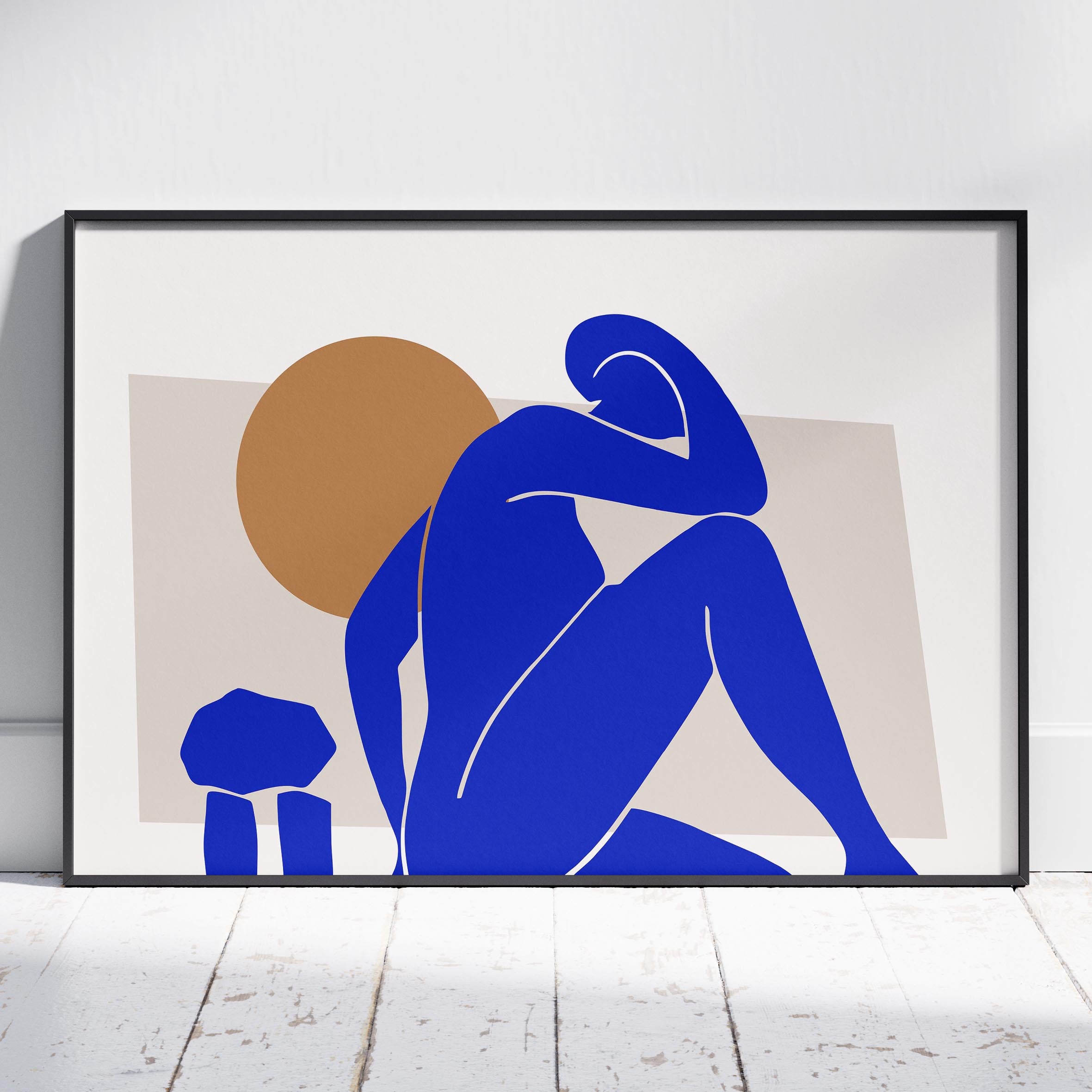 Minimalist Abstract Bold Blue Figure - Rolled Poster Wall Art Print | House Prints