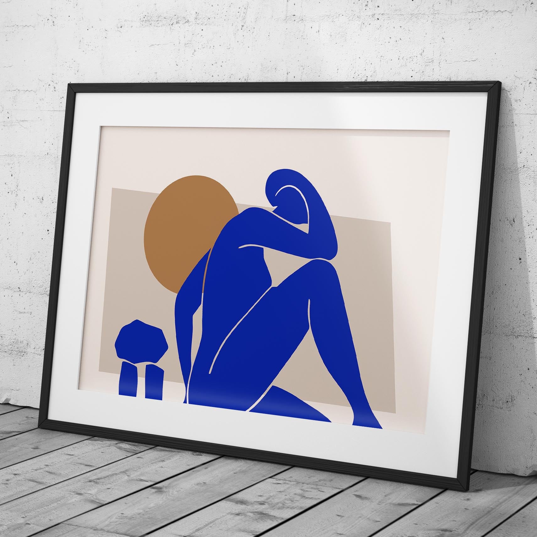 Minimalist Abstract Bold Blue Figure - Rolled Poster Wall Art Print | House Prints