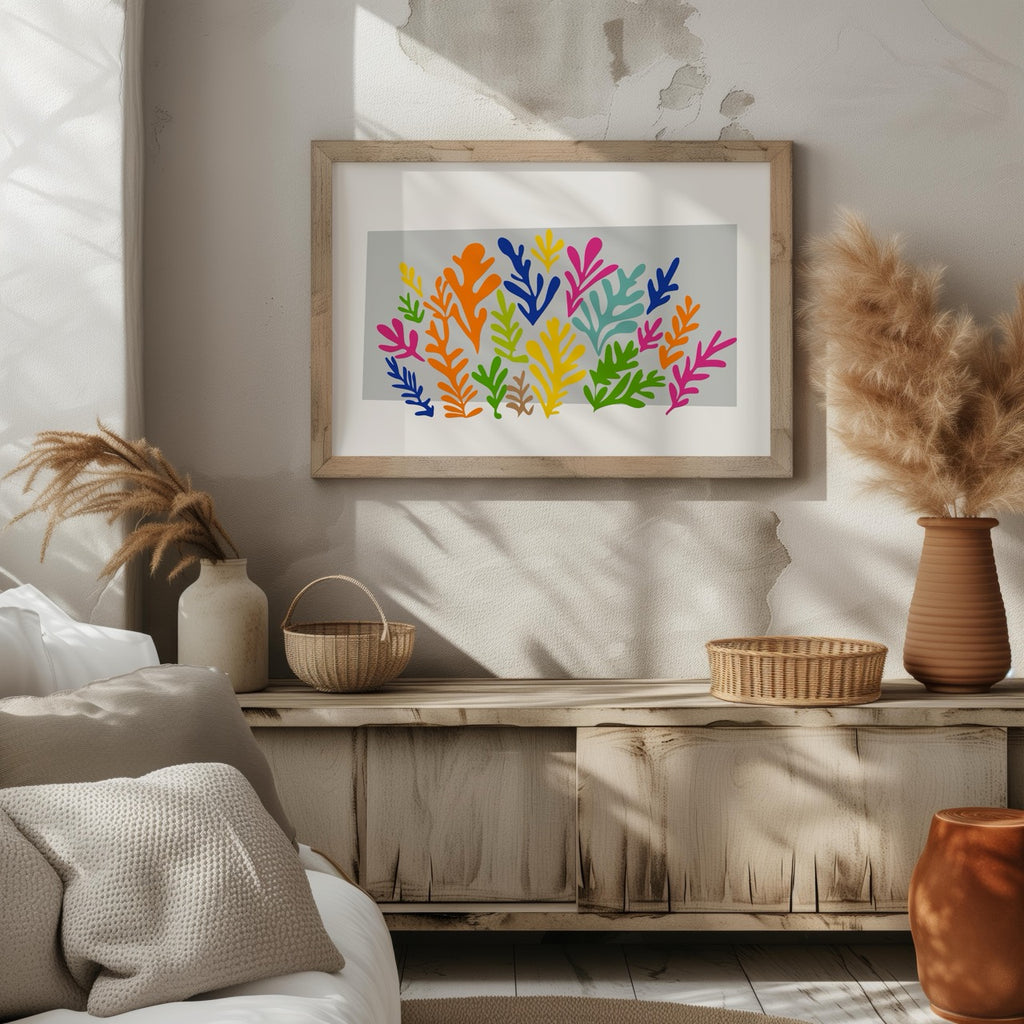 Colourful Abstract Botanical Leaves - Rolled Poster Wall Art Print | House Prints