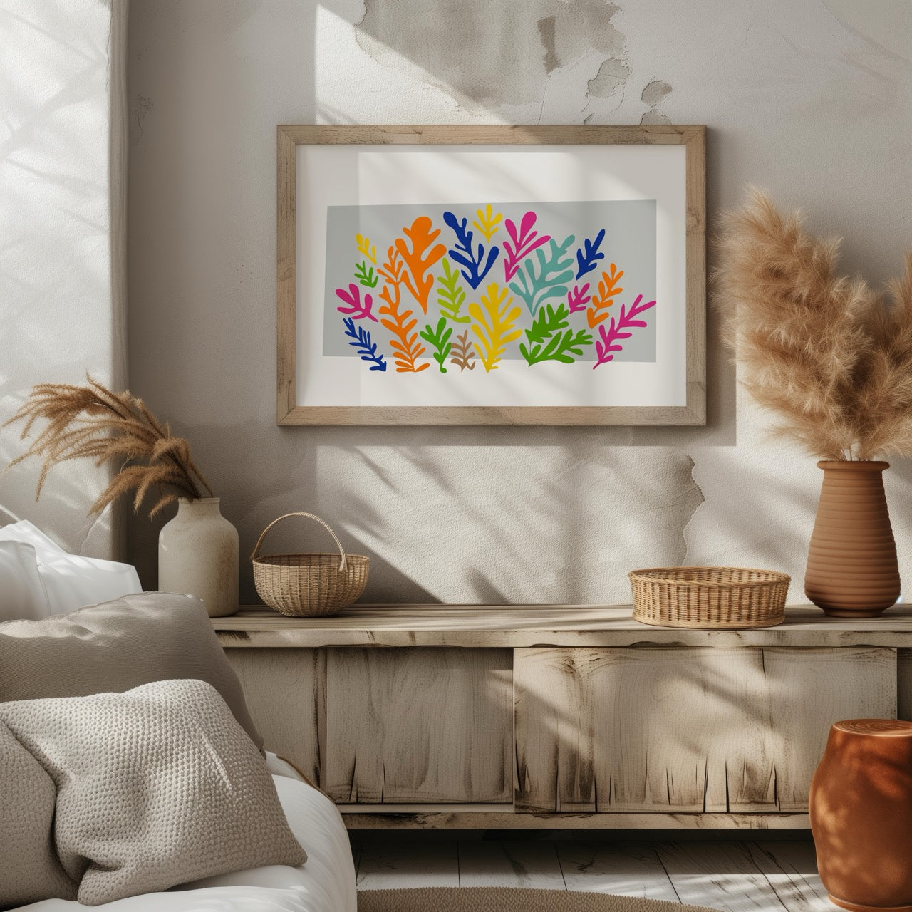 Colourful Abstract Botanical Leaves - Rolled Poster Wall Art Print | House Prints