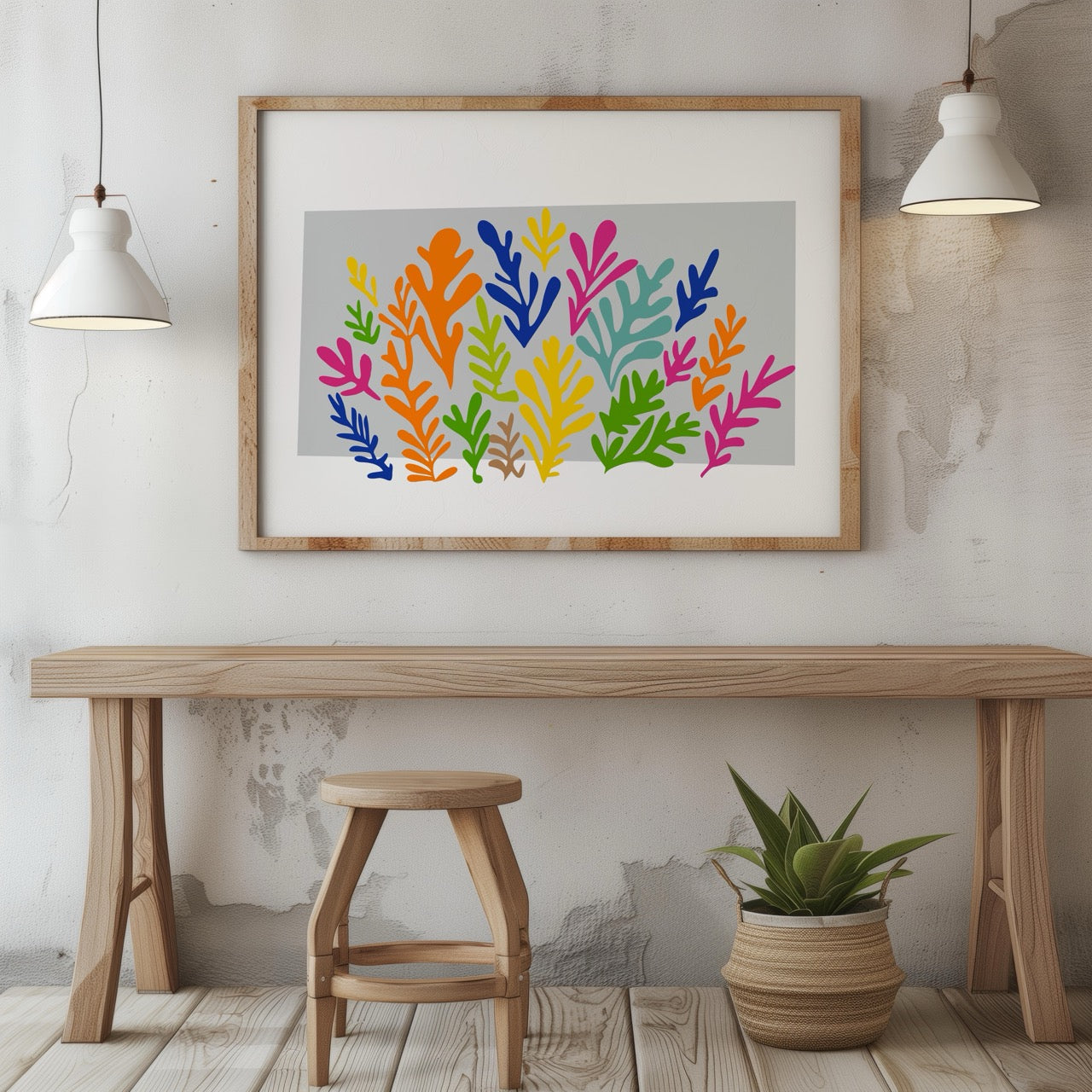 Colourful Abstract Botanical Leaves - Rolled Poster Wall Art Print | House Prints