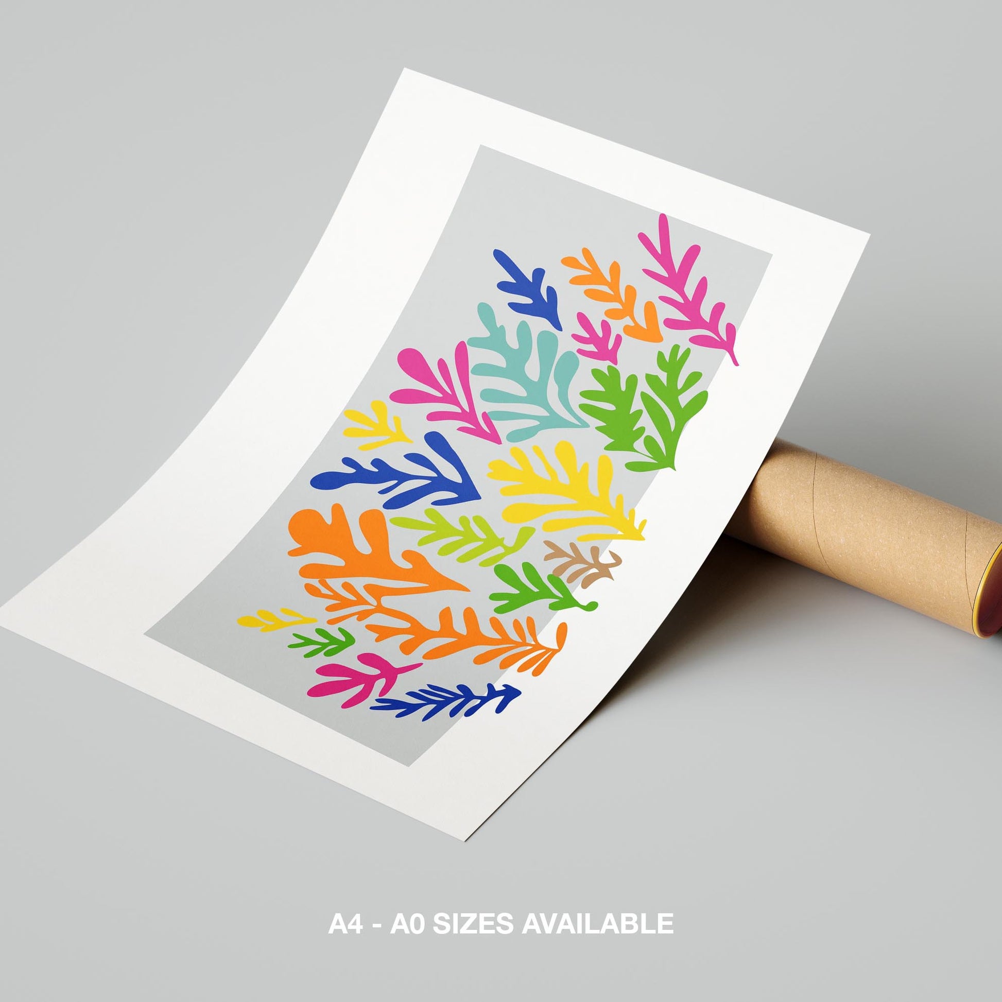 Colourful Abstract Botanical Leaves - Rolled Poster Wall Art Print - House Prints