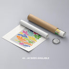 Colourful Abstract Botanical Leaves - Rolled Poster Wall Art Print | House Prints