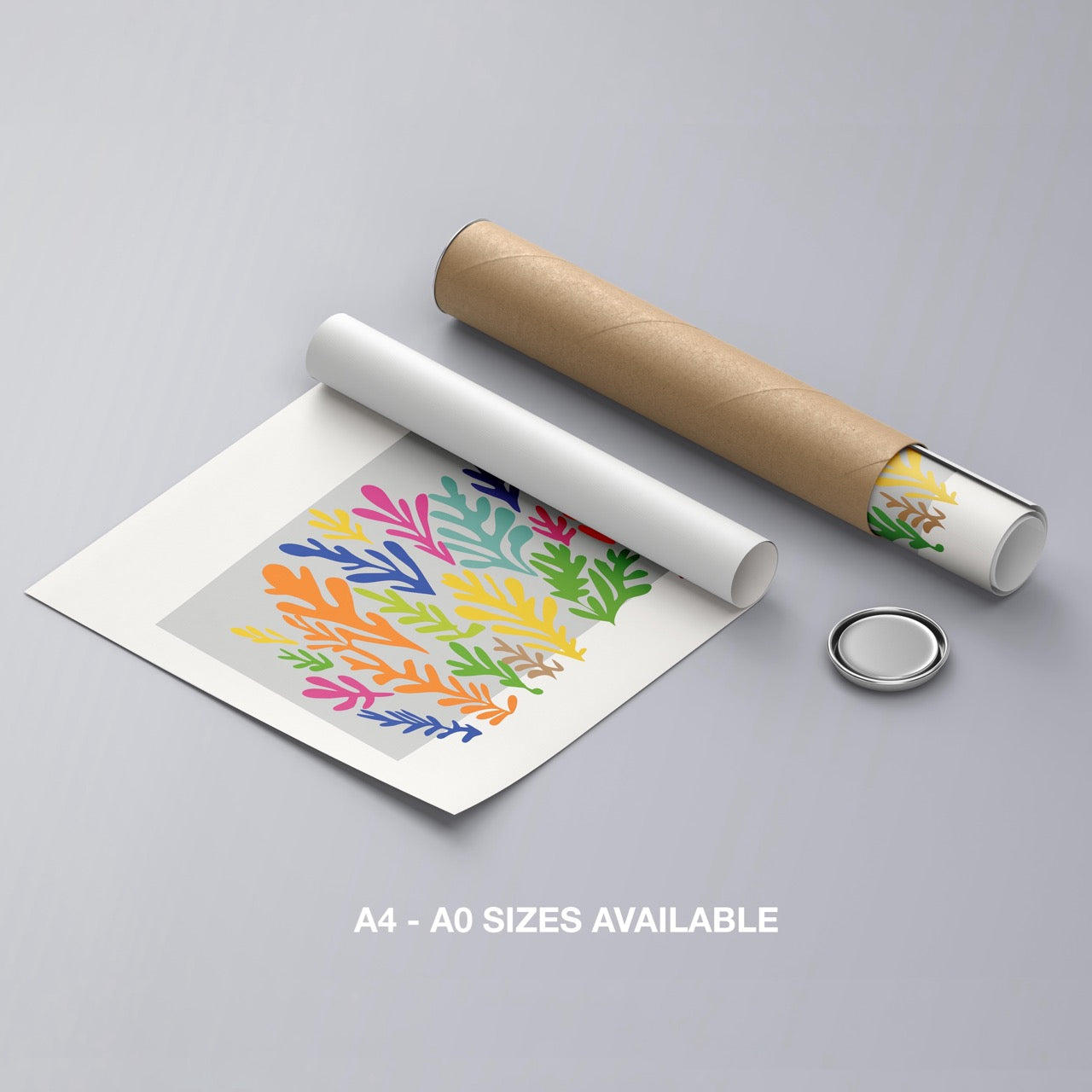 Colourful Abstract Botanical Leaves - Rolled Poster Wall Art Print - House Prints