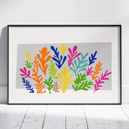 Colourful Abstract Botanical Leaves - Rolled Poster Wall Art Print - House Prints