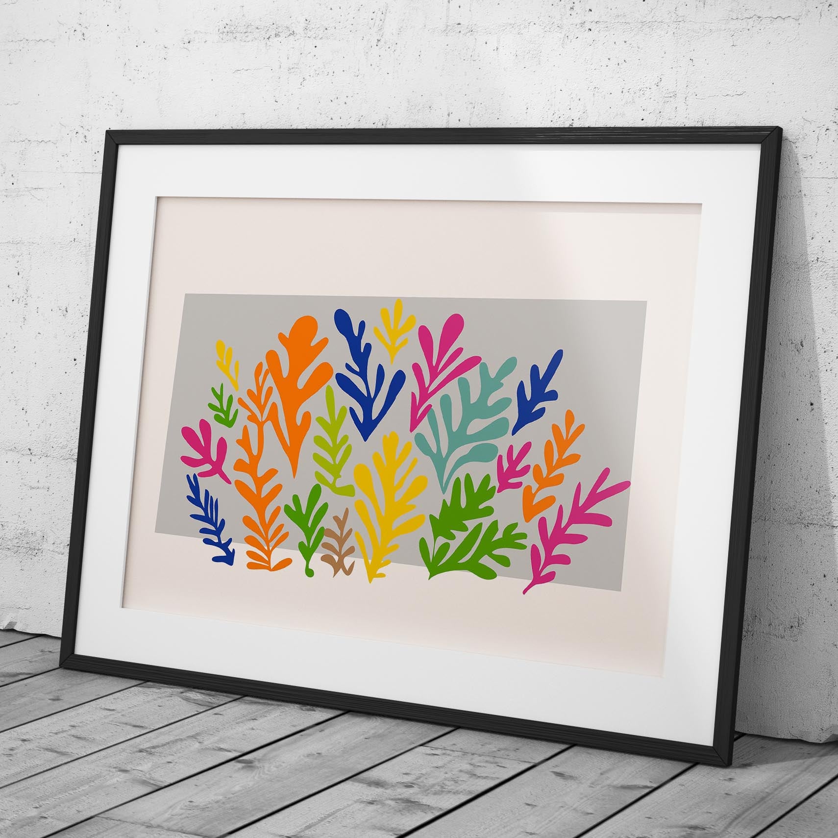Colourful Abstract Botanical Leaves - Rolled Poster Wall Art Print - House Prints