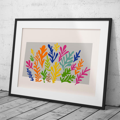 Colourful Abstract Botanical Leaves - Rolled Poster Wall Art Print - House Prints