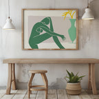 Minimalist Abstract Green Figure with Vase - Rolled Poster Wall Art Print | House Prints