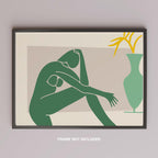 Minimalist Abstract Green Figure with Vase - Rolled Poster Wall Art Print | House Prints