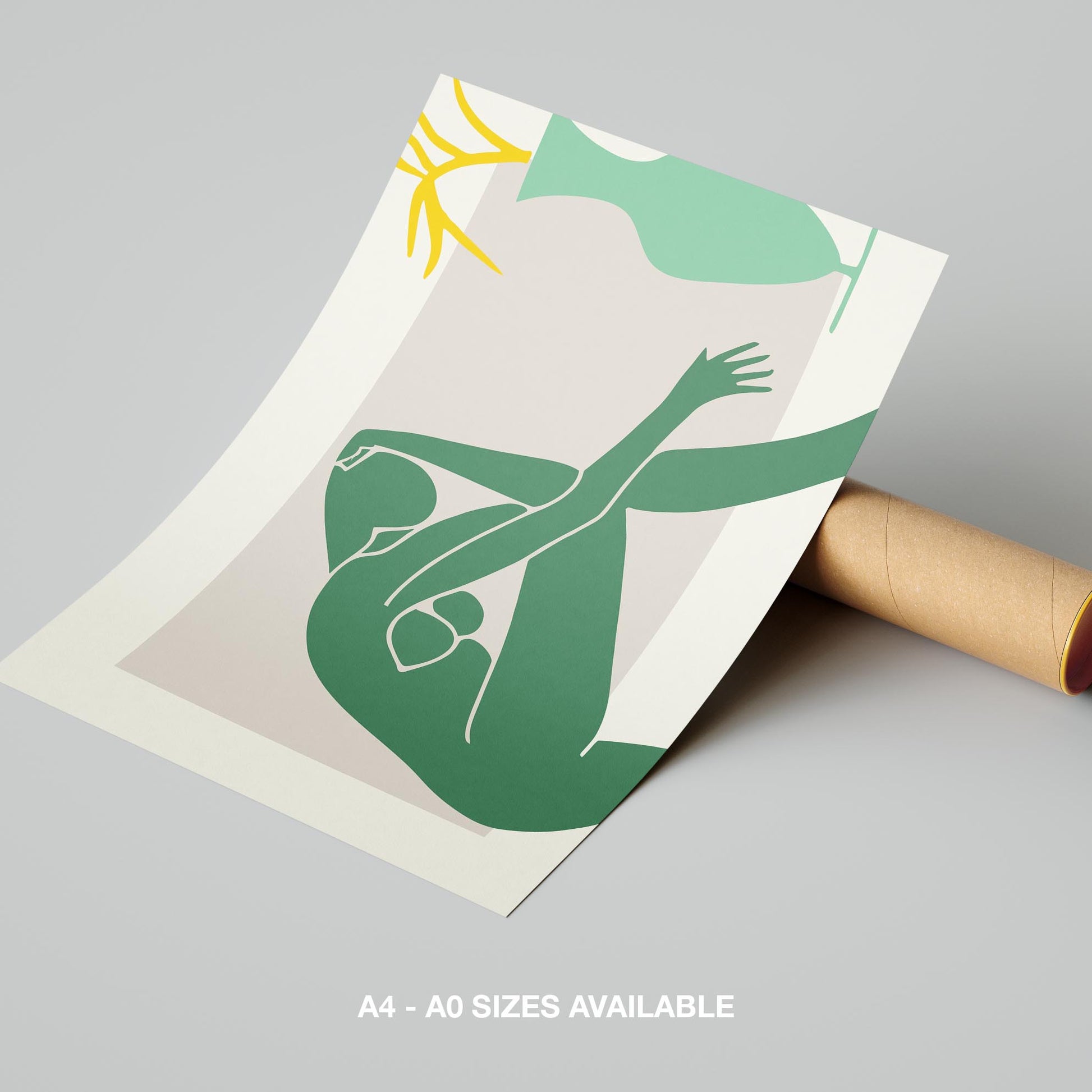 Minimalist Abstract Green Figure with Vase - Rolled Poster Wall Art Print - House Prints