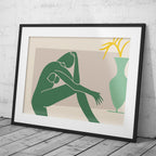 Minimalist Abstract Green Figure with Vase - Rolled Poster Wall Art Print | House Prints