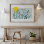 Abstract Minimalist Green Botanical Sunscape - Rolled Poster Wall Art Print | House Prints