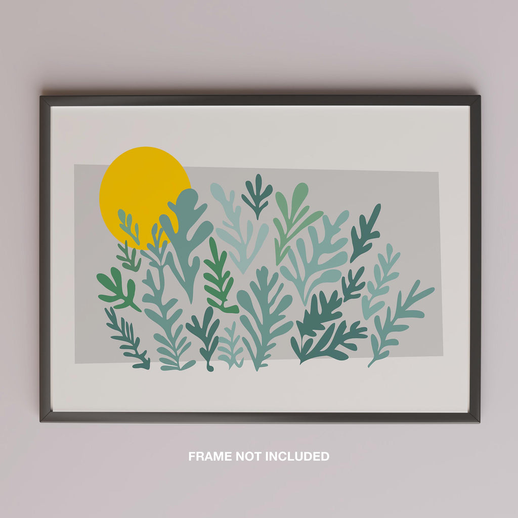 Abstract Minimalist Green Botanical Sunscape - Rolled Poster Wall Art Print | House Prints