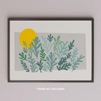 Abstract Minimalist Green Botanical Sunscape - Rolled Poster Wall Art Print | House Prints
