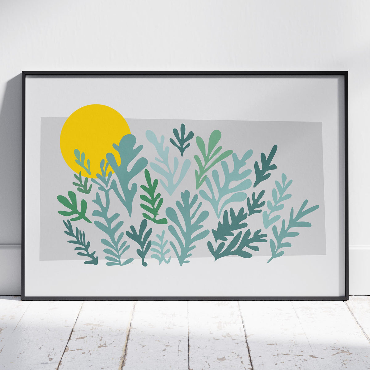 Abstract Minimalist Green Botanical Sunscape - Rolled Poster Wall Art Print | House Prints