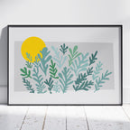 Abstract Minimalist Green Botanical Sunscape - Rolled Poster Wall Art Print | House Prints