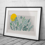 Abstract Minimalist Green Botanical Sunscape - Rolled Poster Wall Art Print | House Prints