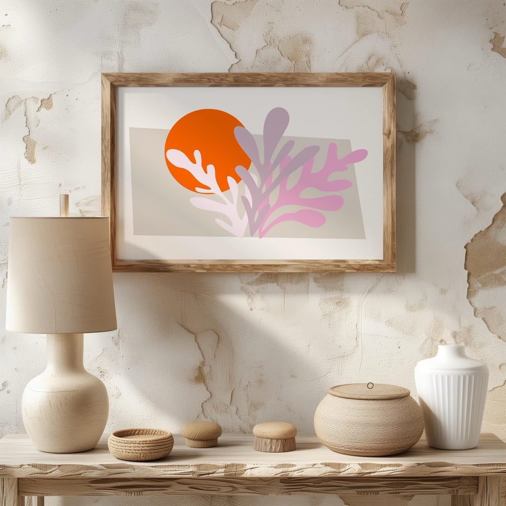 Abstract Sunset Minimalist Botanical Bliss - Rolled Poster Wall Art Print | House Prints