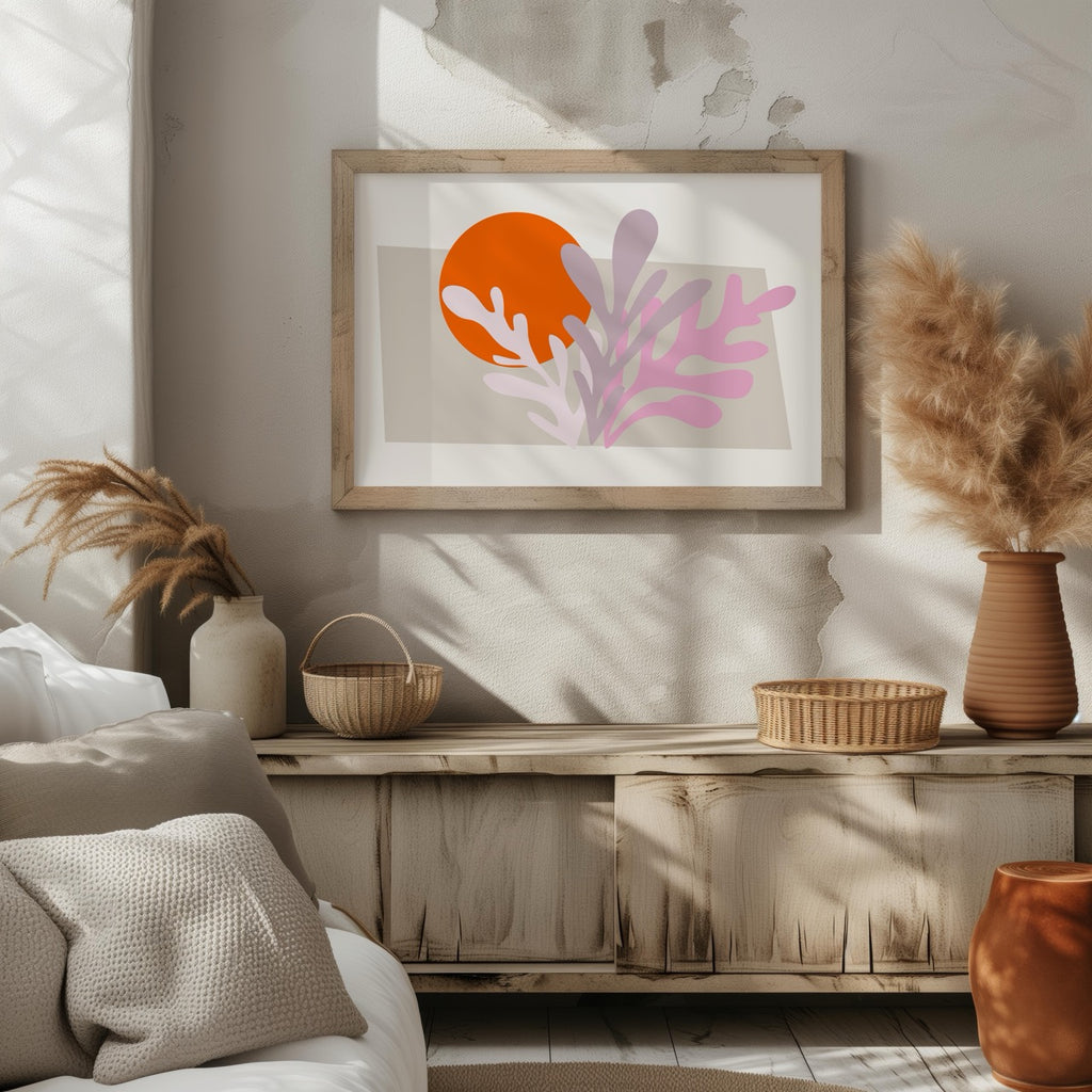Abstract Sunset Minimalist Botanical Bliss - Rolled Poster Wall Art Print | House Prints