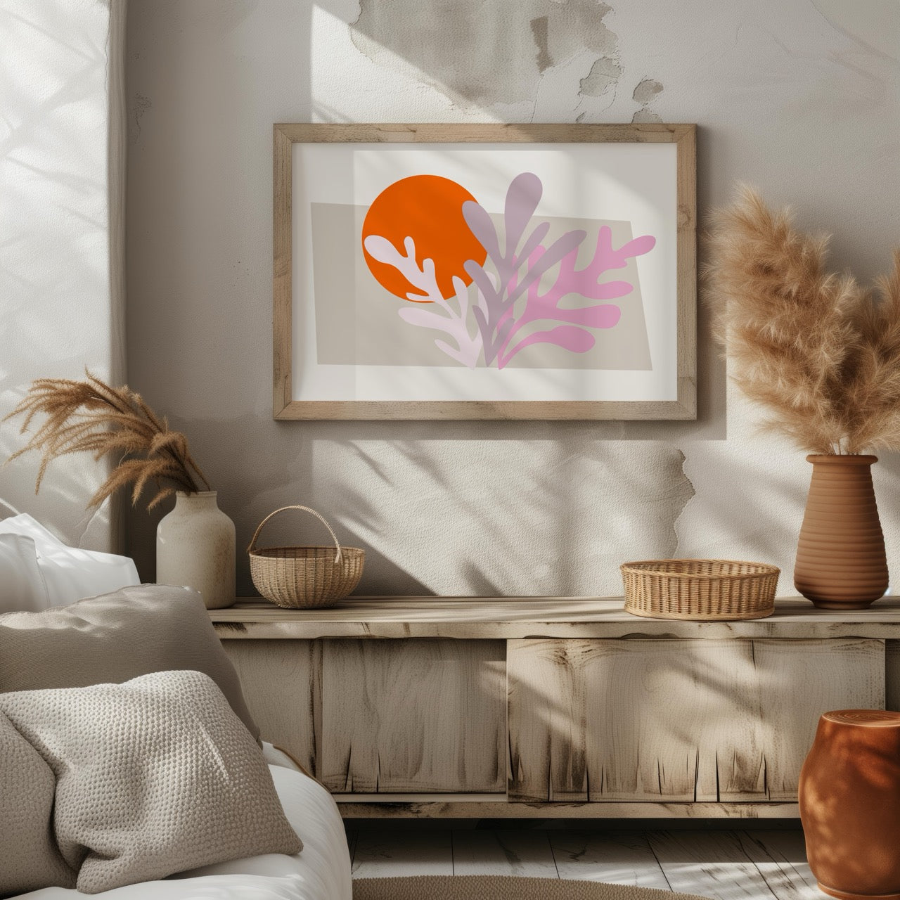Abstract Sunset Minimalist Botanical Bliss - Rolled Poster Wall Art Print | House Prints