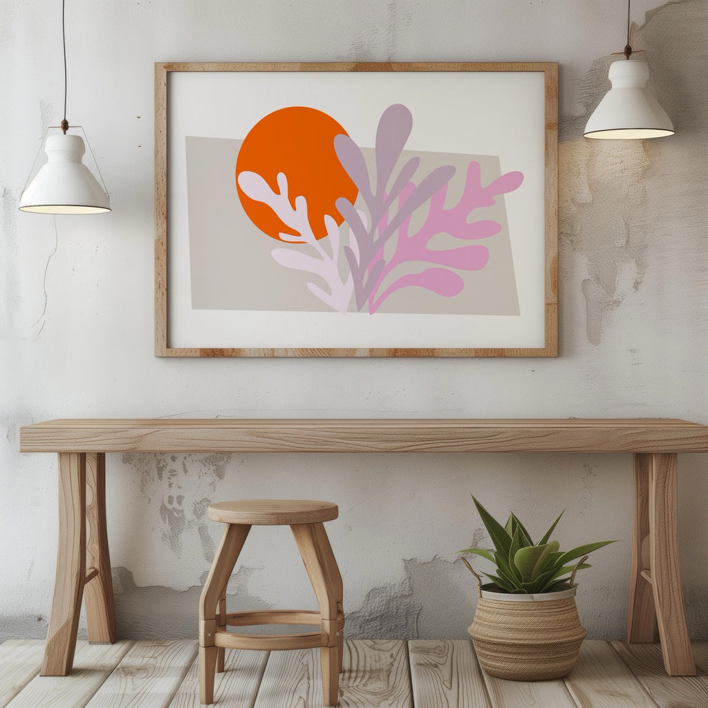 Abstract Sunset Minimalist Botanical Bliss - Rolled Poster Wall Art Print | House Prints