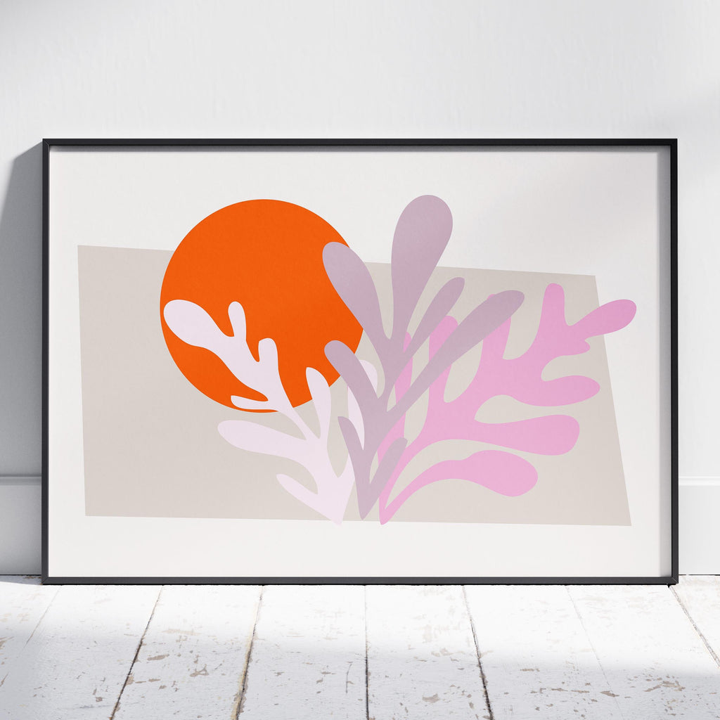 Abstract Sunset Minimalist Botanical Bliss - Rolled Poster Wall Art Print | House Prints