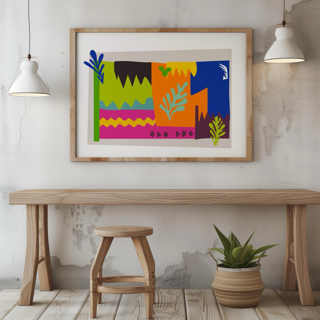 Colourful Abstract Botanical Shapes - Rolled Poster Wall Art Print | House Prints
