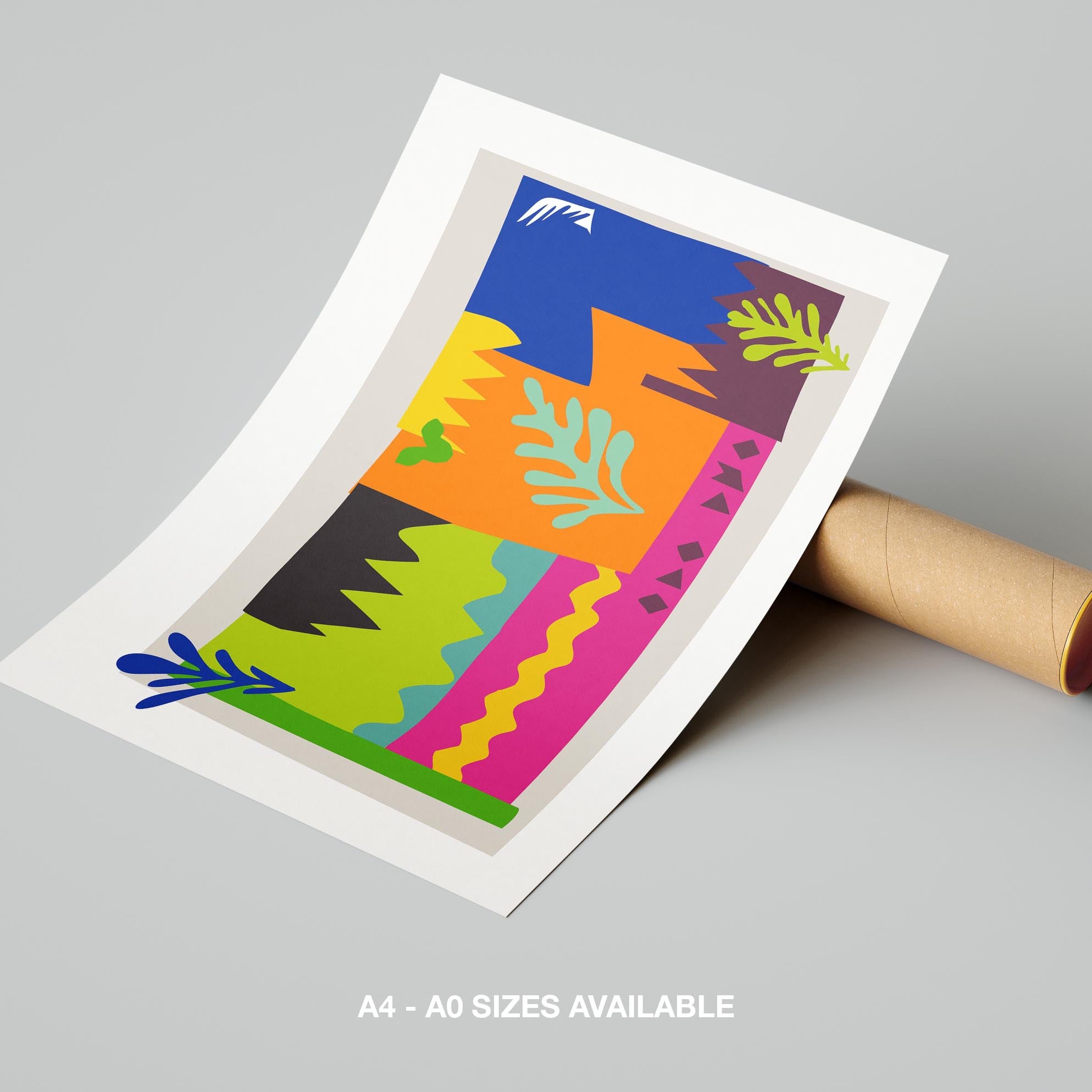 Colourful Abstract Botanical Shapes - Rolled Poster Wall Art Print | House Prints