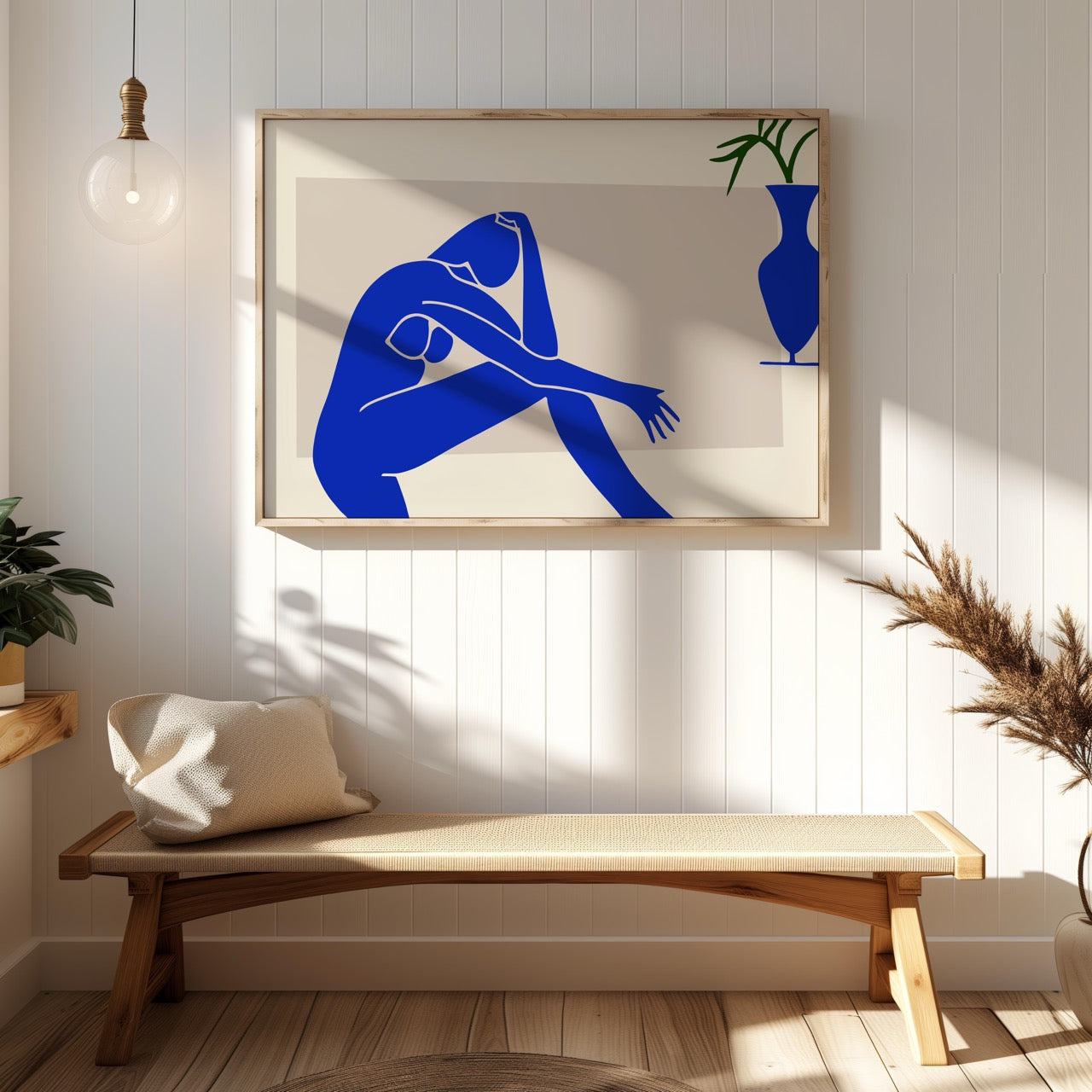 Minimalist Abstract Blue Contemplating Figure - Rolled Poster Wall Art Print - House Prints