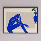 Minimalist Abstract Blue Contemplating Figure - Rolled Poster Wall Art Print | House Prints
