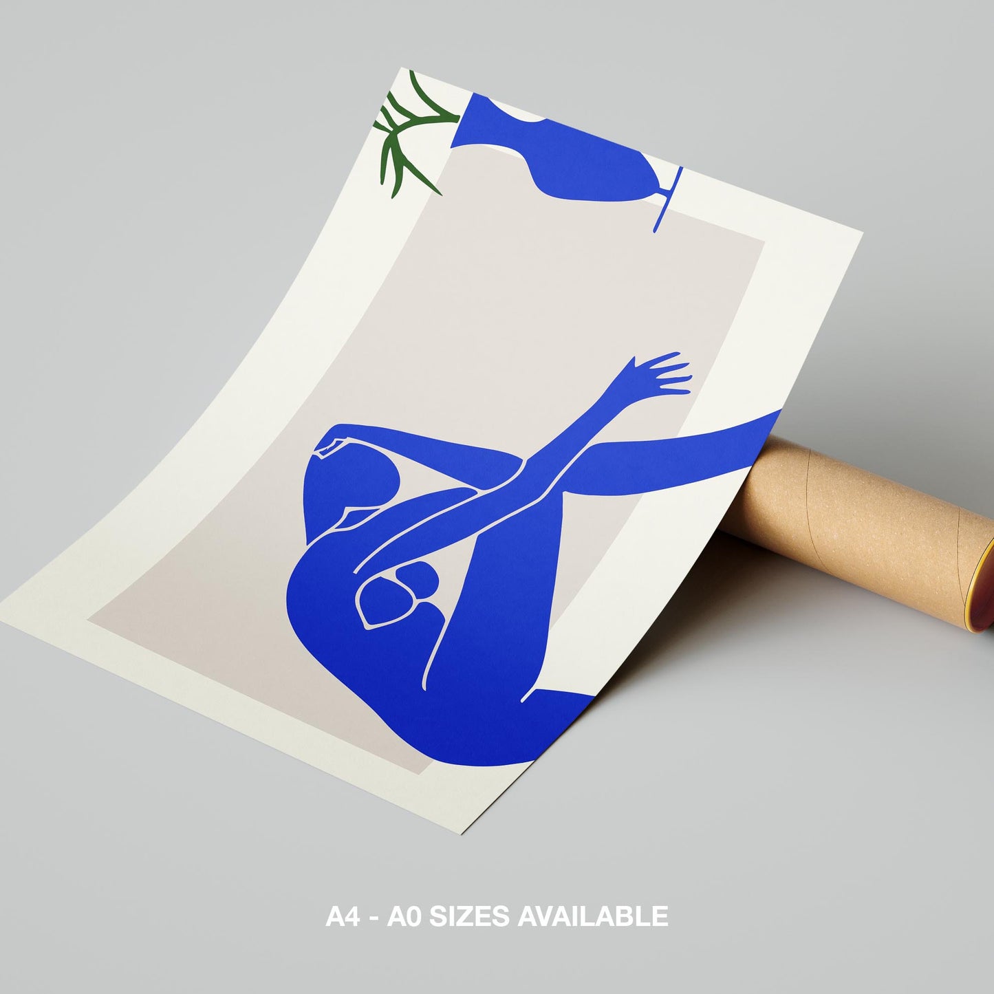 Minimalist Abstract Blue Contemplating Figure - Rolled Poster Wall Art Print - House Prints