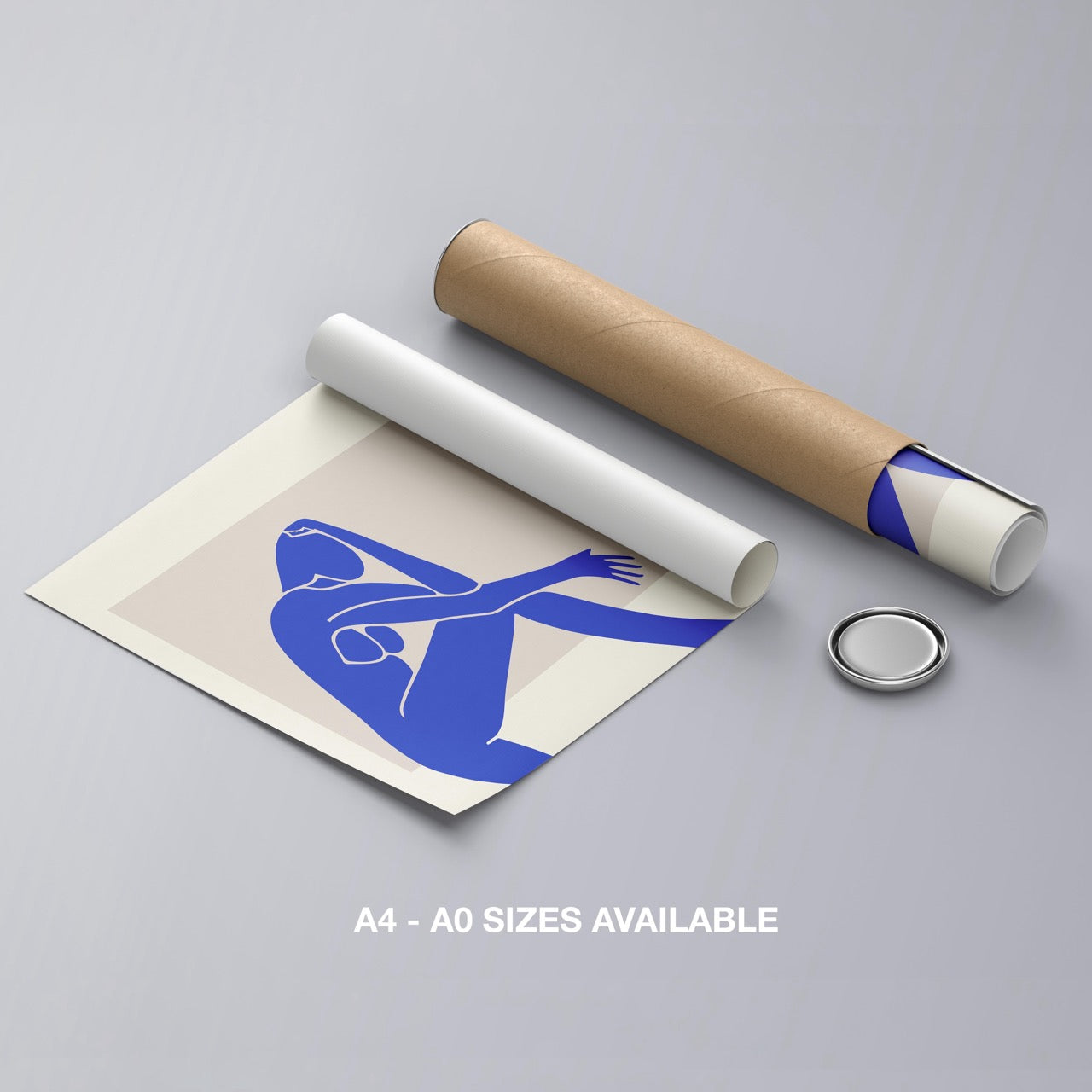 Minimalist Abstract Blue Contemplating Figure - Rolled Poster Wall Art Print - House Prints