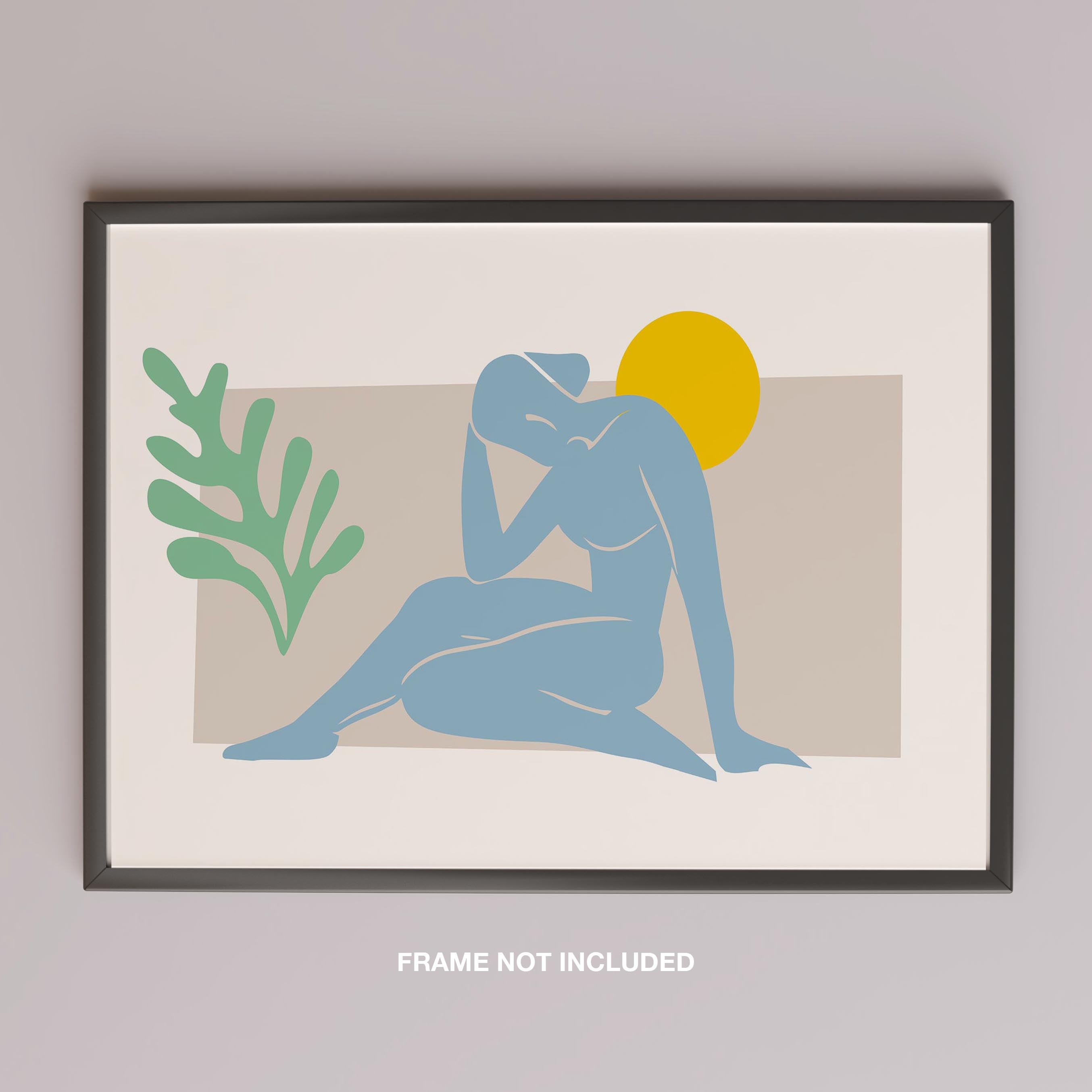 Minimalist Abstract Light Blue Figure with Sun - Rolled Poster Wall Art Print | House Prints
