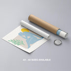 Minimalist Abstract Light Blue Figure with Sun - Rolled Poster Wall Art Print | House Prints