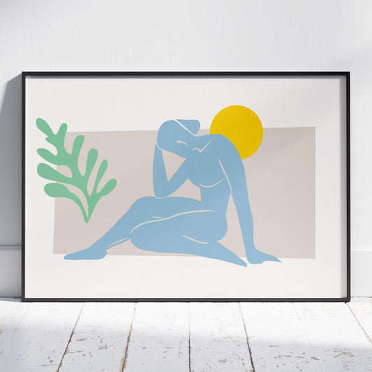 Minimalist Abstract Serene Blue Silhouette - Rolled Poster Wall Art Print - House Prints