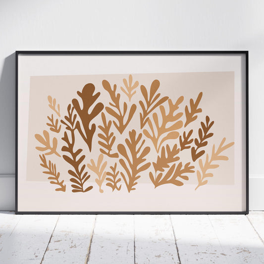 Minimalist Earthy Abstract Botanical Harmony - Rolled Poster Wall Art Print - House Prints