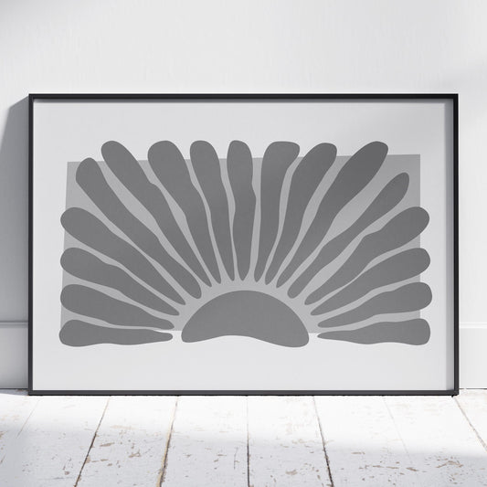 Monochrome Abstract Sunburst - Rolled Poster Wall Art Print - House Prints