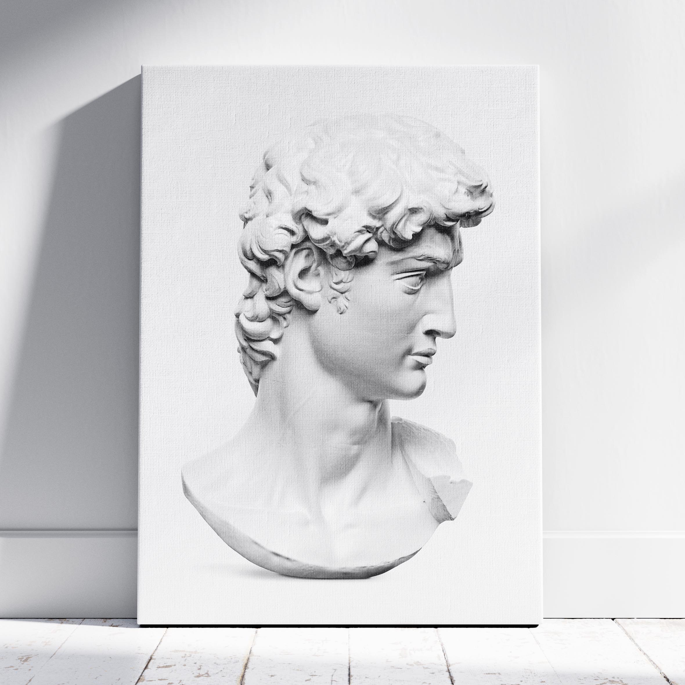 David Statue Head - Michelangelo Buonarroti - Framed Canvas Wall Art Print | House Prints