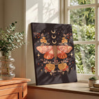 Midnight Garden Moths - Rosalinde Clara - Framed Canvas Wall Art Print | House Prints