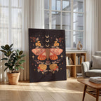 Midnight Garden Moths - Rosalinde Clara - Framed Canvas Wall Art Print | House Prints