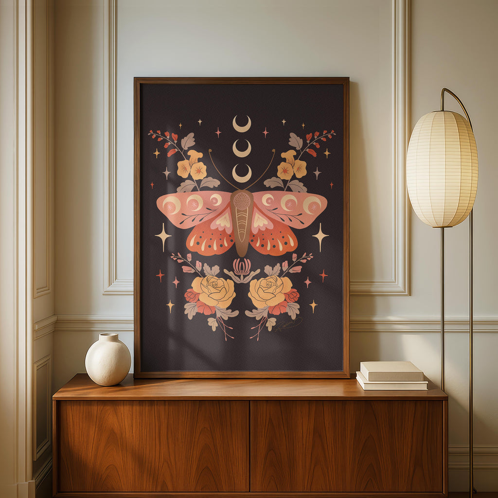 Midnight Garden Moths - Rosalinde Clara - Rolled Poster Wall Art Print | House Prints