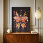 Midnight Garden Moths - Rosalinde Clara - Rolled Poster Wall Art Print | House Prints