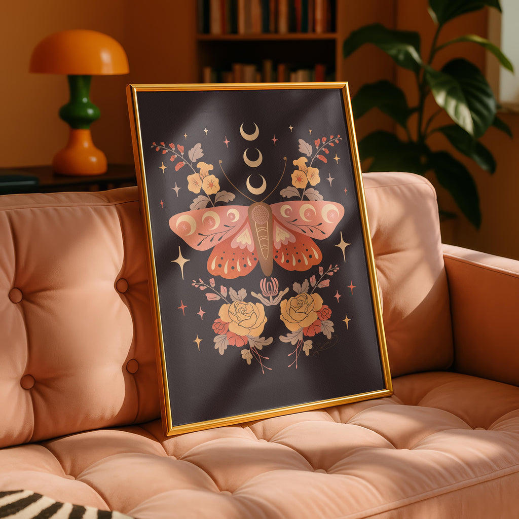 Midnight Garden Moths - Rosalinde Clara - Rolled Poster Wall Art Print | House Prints