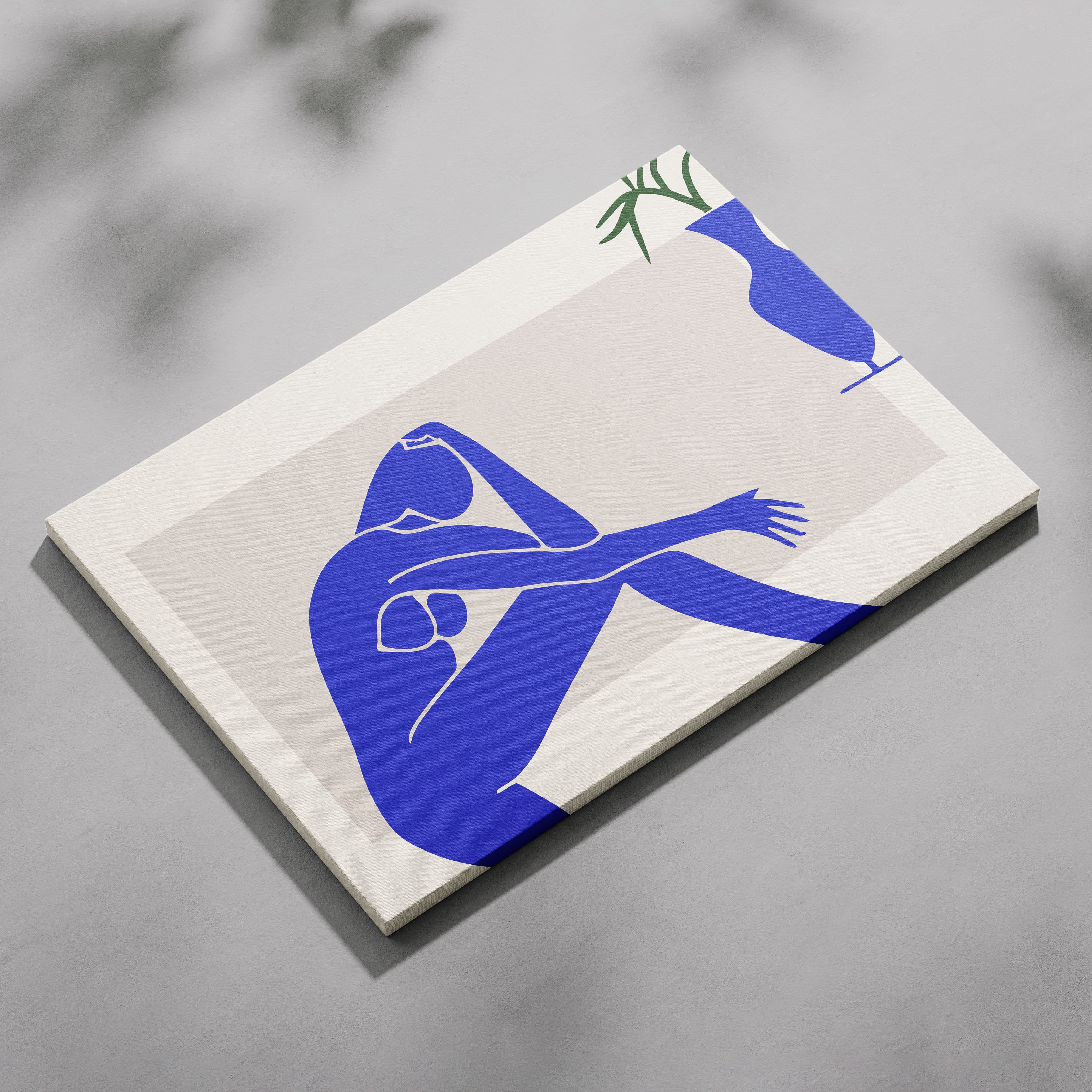 Minimalist Abstract Blue Contemplating Figure - Framed Canvas Wall Art Print | House Prints