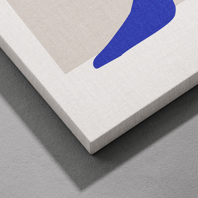 Minimalist Abstract Blue Figure with Sun - Framed Canvas Wall Art Print | House Prints