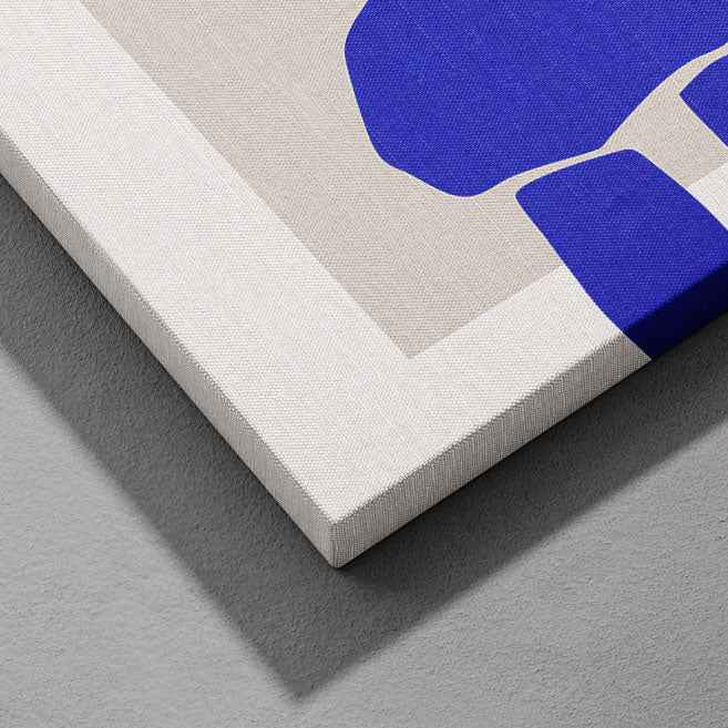 Minimalist Abstract Bold Blue Figure - Framed Canvas Wall Art Print