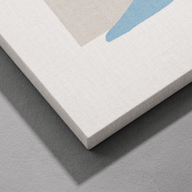 Minimalist Abstract Light Blue Figure with Sun - Framed Canvas Wall Art Print
