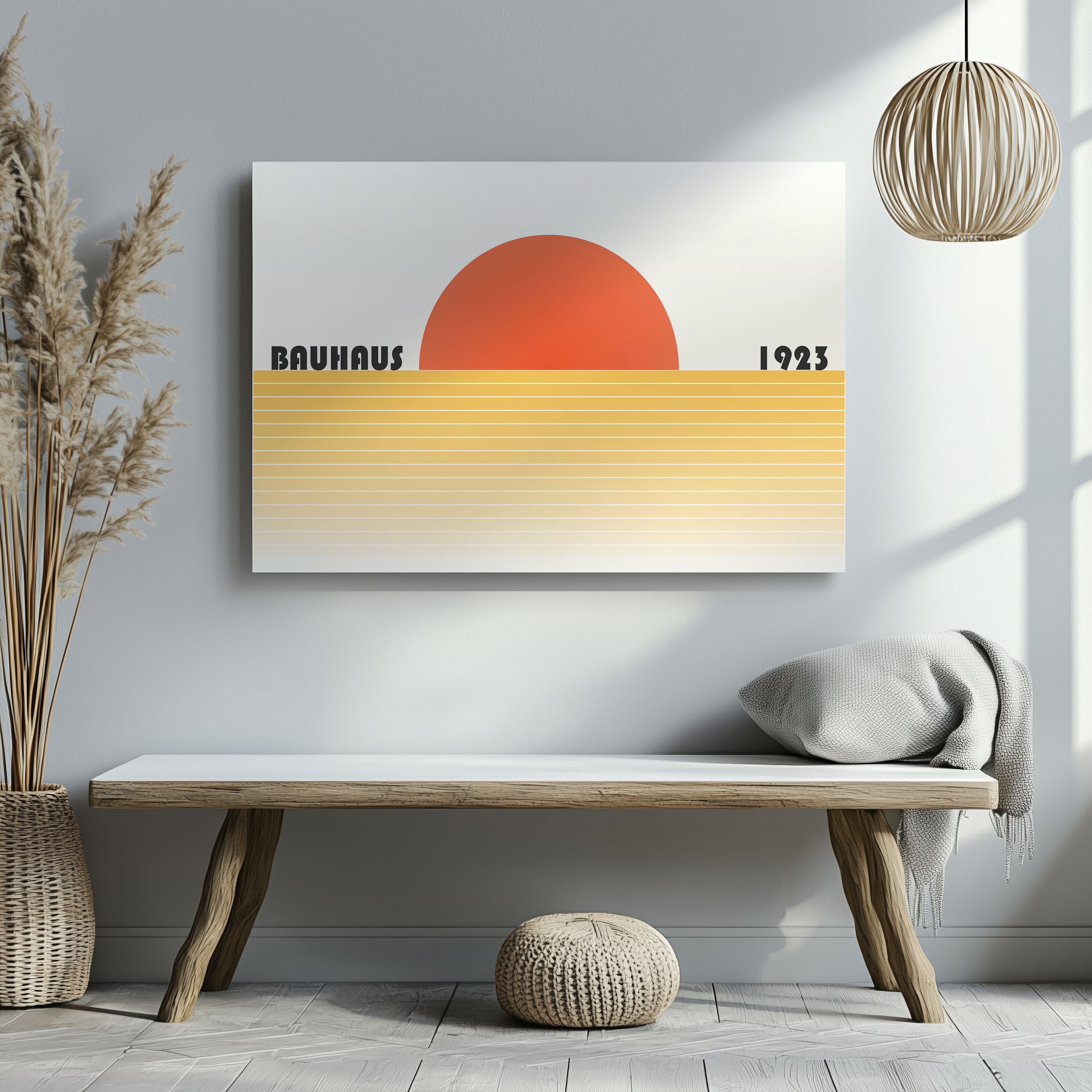 Minimalist Bauhaus 1923 Abstract Sunset - Framed Canvas Wall Art Print | House Prints