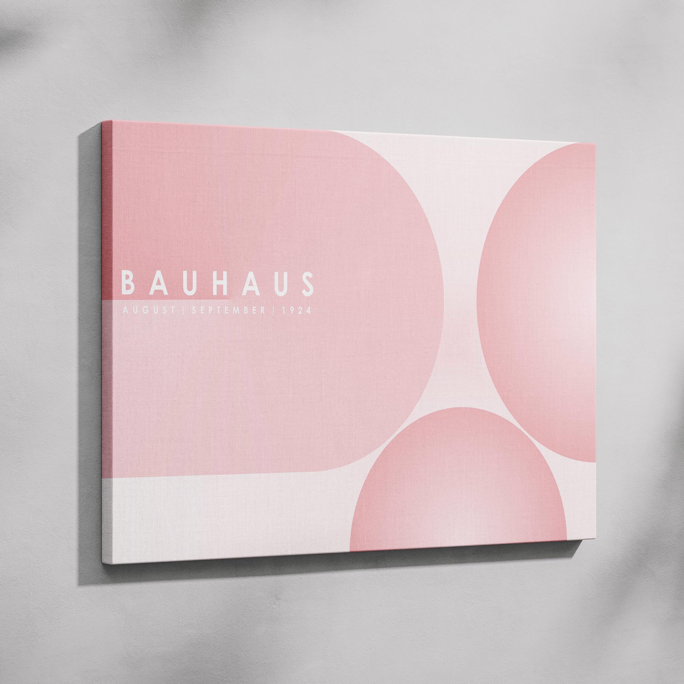Minimalist Bauhaus 1924 Abstract Pink Circles - Framed Canvas Wall Art Print